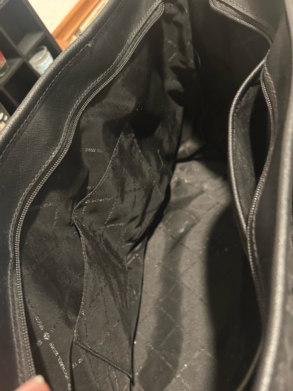 Michael Kors Black MK Monogram Tote with Silver Logo - Picture 7 of 13